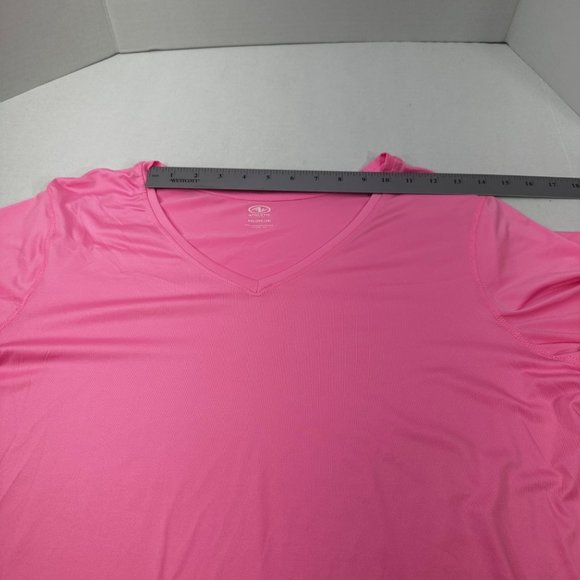 Athletic Works Womens Size XXL 20 Tee Shirt Stretch V-Neck Short Sleeve Pink New - Picture 8 of 13